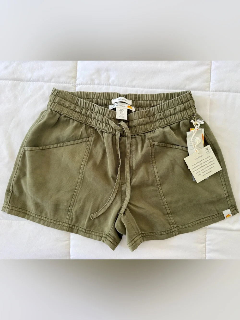 C&C California Olive Drawstring Pocket Athletic Shorts